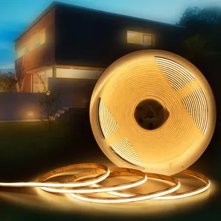 HEXIM COB LED Strip, 1-15 Meter LED Streifen, Auswahl: weiß/CCT/RGB, dimmbar 24V, IP20, 3000-6000K, Band 8mm breit, indirekte Beleuchtung (1 Meter warmweiß)