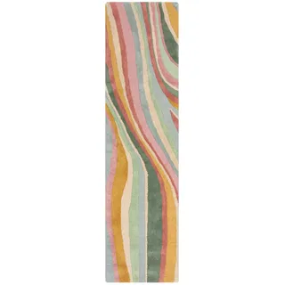 KADIMA DESIGN Derwent Wollteppich 60 x 230 cm Grün/Mehrfarbig