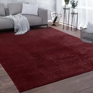 Waschbarer Teppich Wohnzimmer Kurzflor Einfarbiger Moderner Stil Weich Rot Grösse 300x400 cm - Rot