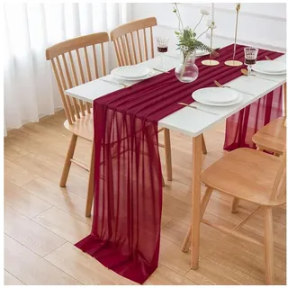 LuxusKollektion Tischläufer Tischläufer Chiffon Organza Hochzeit Bordeaux Weinrot-15 70 x 300 cm rot