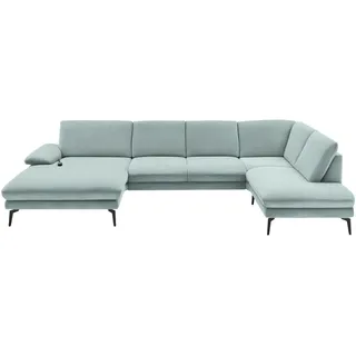 Dieter Knoll Wohnlandschaft, Mintgrün, Metall, 4-Sitzer, U-Form, 344x208 cm, Fußauswahl, Stoffauswahl, Sitzqualitäten, seitenverkehrt erhältlich, Hocker Rücken echt, individuell planbar, Wohnzimmer, Sofas & Couches, Wohnlandschaften, Wohnlandschaften in U-Form