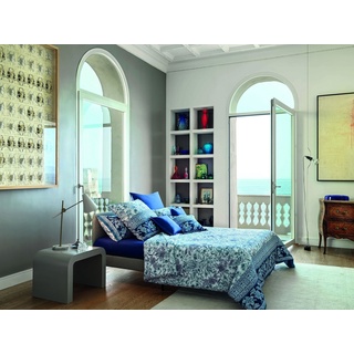 Bettwäsche CAPODIMONTE, Bassetti, Satin, aus satinierter Baumwolle und Reißverschluss blau|rot 135 cm x 200 cm