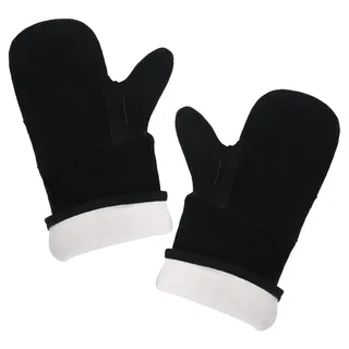 Zerodeko Kaminhandschuhe Hitzebeständig Grillhandschuhe Aus Rindsleder Feuerfeste Handschuhe Für BBQ Herd Ofen Kochen Gartenarbeit Camping