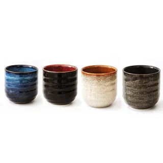 Lxuwbd Keramik-Teeservice im japanischen Stil, Teetasse, Kaffeetasse, Yerba Mate-Set, Keramik-Mate-Tassen-Set mit 4 Farben