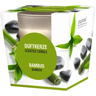 pajoma® Duftkerze, Bambus - im satinierten Glas | 120g Wachsgewicht, Brenndauer: 25 Stunden, in edler Geschenkverpackung | Premium Qualität