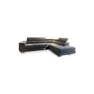 masseno Ecksofa Velours 2-Sitzer Grau