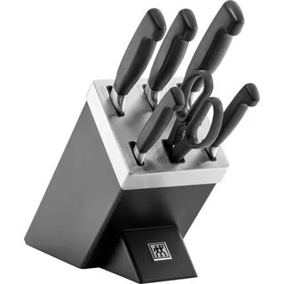 Four Star Selbstschärfender Block mit 5 Messern und Scheren schwarz