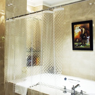 ecooe Duschvorhänge 3D Rhombus Duschvorhang Transparent 100% Eva-Material Wasserdicht Anti Schimmel, 240 x 200cm mit 16 Ringe Badvorhang für Badezimmer, Dicke 0,15 mm