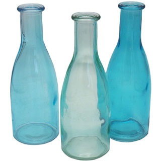 3 Vasen Glasflaschen Türkis Tischdeko Glasvase Blumenvase Deko Sommer