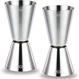 YANGWEN 2 Stück Cocktail Messbecher, 2cl & 4cl Dual Spirit Measure Cup Jigger – Präzise Skala für exaktes Abmessen von Gin, Whiskey & Alkohol – Hochwertiger Messbecher für Cocktails, Bars & Zuhause