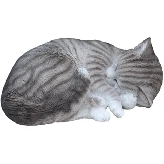 Vivid Arts Ltd Real Life Dekofigur "Schlafende Katze", lebensecht, schlafend, gestreiftes Fell, Größe B
