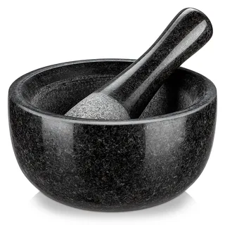 Velaze Mörser mit Stößel Granit 580ML, Ø 16 cm Steinmörser für Gewürze und Kräuter, Gewürzmörser Groß, Naturstein, Gesund und Langlebig, Leicht zu Reinigen, Mortar and Pestle, Poliert