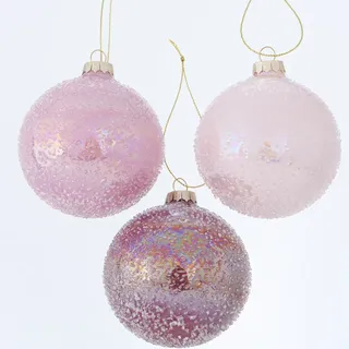(6,65€/Stück) 3er Set Weihnachtskugeln D-8 cm rosa  Christbaumkugeln Baumschmuck