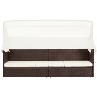 vidaXL Outdoor-Lounge-Bett Polyrattan braun 49394