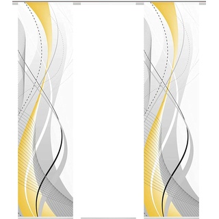 HOME WOHNIDEEN | Schiebegardine Carlisle als Set-Angebot, 245x60 cm (je Schiebegardine), Farbe: Gelb, Set-Größe: (3)