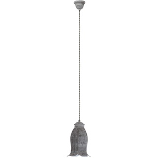 EGLO Pendelleuchte Esstisch Talbot 1, orientalische Hängelampe für Wohnzimmer und Esszimmer, Vintage Esszimmerlampe aus Metall in grau, Lampe hängend mit E27 Fassung