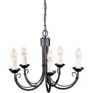 Kronleuchter Hängelampe Deckenleuchte Stahl Schwarz D 47 cm Esszimmerleuchte