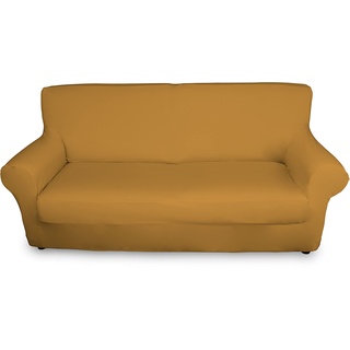 BIANCHERIAWEB Magic 2 Sofa-Sitzbezüge, elastisch, einfarbig, Senape, geeignet für Kissen von 50 bis 60 cm mit Sitztiefe 65 cm, Kissenbezüge gegen Flecken und Fell
