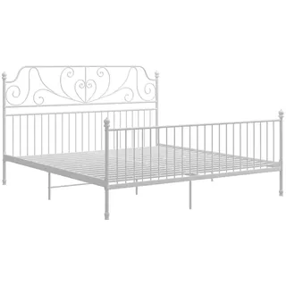 vidaXL Bettgestell Metallbett Schlafzimmer Bett Doppelbett Schlafzimmermöbel Bettrahmen Lattenrost Pulverbeschichtetes Metall Weiß 200x200cm
