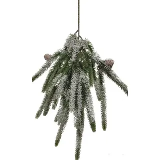 2474U Kunstzweig Tanne-/Nadelbaum grün mit Glitzerschnee überzogen, ca. 60 cm naturgetreu