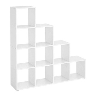VASAGLE Bücherregal weiß 129,5 x 29,0 x 129,5 cm