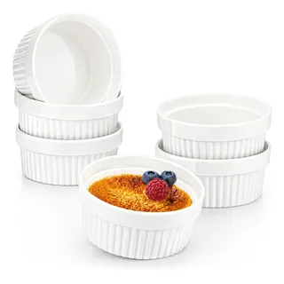 COM-FOUR® 6x Soufflé Förmchen Ø 11 cm, je 270 ml, Creme Brulee Schälchen