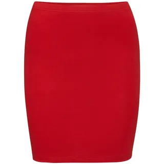con-ta Damen Schlauchrock, vielseitiges Basic tragbar als Rock, Top, Unterrock, Minirock oder Shirtverlängerung, glatte Optik ohne Seitennähte, für Büro und Freizeit, in Rot, Gr. XL - XL