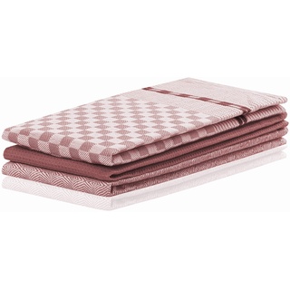 DecoKing 3er Set Küchentücher 50x70 cm mit Aufhänger 100% Baumwolle Altrosa Rosa hochwertige Geschirrtücher Louie
