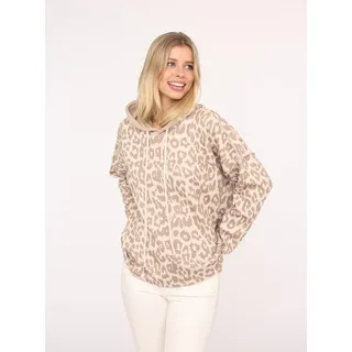 Zwillingsherz Hoodie Animal-Muster Beige L/XL