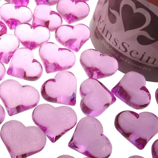 EinsSein 30x Funkelnde Herzen Acryl 22mm pink Dekoration Glasherzen Streudeko Deko Herz Dekosteine Tisch Herzchen Hochzeitsdekoration Konfetti Steine