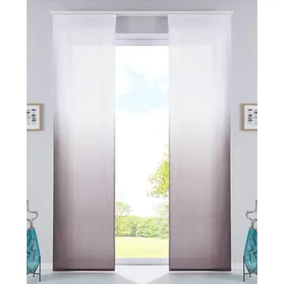 Gardinenbox 2er Set Schiebevorhänge Flächenvorhänge Blickdicht Farbverlauf Paneelwagen Beschwerungsstangen Microsatin Microfaser, HxB 245x60 cm, Braun, 85425N2