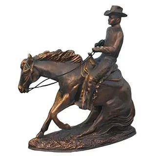 JVmoebel Skulptur Cowboy Figur aus handbemaltem Material als Briefbeschwerer (Skulptur P68-45cm), Made in Europa braun