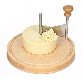 BUERPINKING Käsehobel Rund Käseschaber Cheese Slicer, Käseschneider für Tete de Moine Käse&Schokolade ø21.7cm x 14.3cm Holz Rund, Ideal-Verschenken Backbegeisterter