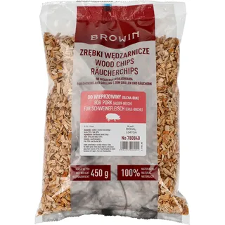 Browin® Räucherchips Erle und Buche Mix 450 g 780840 | Räucherholz 7:3 Mischung für Fleisch und Fisch | Räucherspäne 6-8 mm zum Räuchern und Grillen | Smoking Chips für Smoker, Gasgrill und Grill