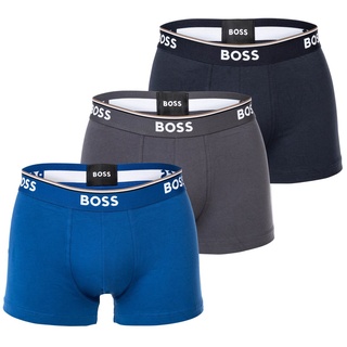 BOSS Herren Trunks, 3er Pack - 3P Power, Boxershorts, Cotton Stretch, Logo, uni Blau S