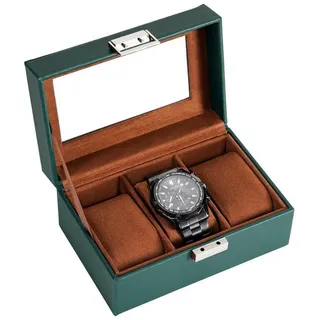 LuxusKollektion Uhrenbox Uhrenbox 3-fach grün (1 St) grün 17 cm x 8 cm x 11 cm