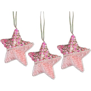 3 Stück Baby rosa Stern 12 cm – Weihnachtsbaum hängende Dekorationen Festliche dekorative Ornamente Märchen Thema Weihnachtsbaum Anhänger