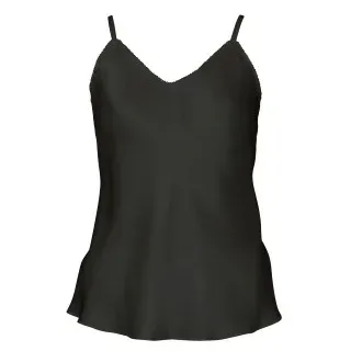 Lady Avenue Pure Silk Camisole With Cording Schwarz Seide Small Damen