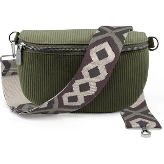Artvall - Umhängetasche Cord Tasche Handtasche weiche Cordtasche Bauchtasche Klein mit Schultergurt Design Taschenband abnehmbar verstellbares Riemen Crossbody Bag Hüfttasche Damen mit Reißverschluss - Tasche - Olivgrün