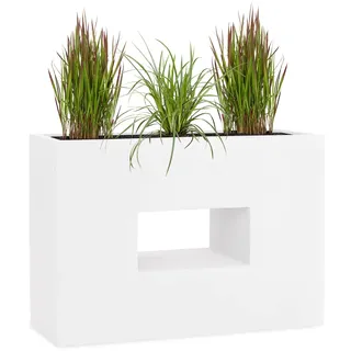 Pflanzwerk® Pflanzkübel Fiberglas Weiss Vista 52x75x27cm *Frostbeständige Blumenkübel* *Deutsche Premiumqualität* *Lotus-Effekt Imprägnierung*