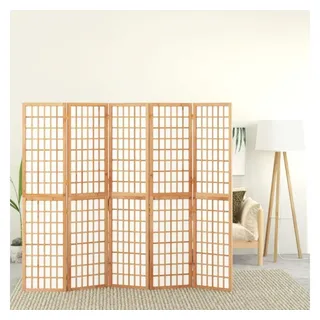 furnicato Paravent Faltbarer im japanischen Stil aus massivem Tannenholz 200x170 (1 St), Klappbarer Raumteiler mit Shoji-Reispapier für mehr Privatsphäre braun 200 cm x 170 cm