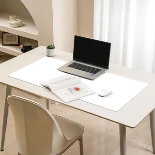 Rutschfeste Schreibtischunterlage, wasserdicht, Leder, Schreibtischunterlage, Mauspad, Laptop-Matte, Schreibtischunterlage für Büro, Arbeit, Zuhause, Büro, Dekoration (100 x 50 cm, Weiß)
