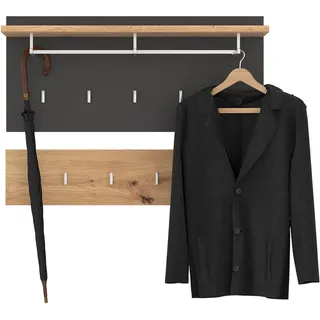 CARO-Möbel Wandgarderobe Bilbao Eiche/Grau
