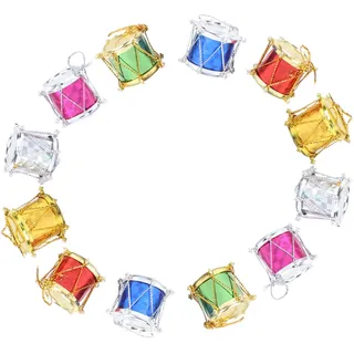 LOLIPPYY 48 Stück Teiliges Mini Trommel Christbaumschmuck aus Kunststoff Bunte Glitzer Anhänger Weihnachtsbaum Deko für Zuhause Büro Party Langlebig und Farbbeständig