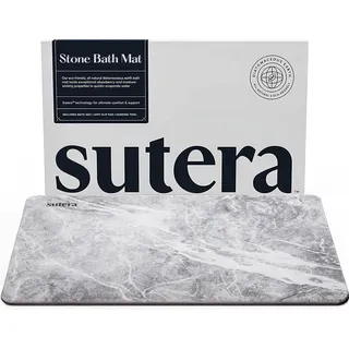 SUTERA - Stein Badematte, Kieselgur Duschmatte, rutschfest, super saugfähig, schnell trocknend, Badezimmerbodenmatte, natürlich, leicht zu reinigen (23,5 x 15 Granit)