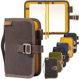 LOCHBY® Field Journal Mini Planer | Taschenformat Planer-Cover | Wasserabweisendes gewachstes Canvas | Stiftschlaufe | Enthaltenes Tomoe River Notizbuch | Perfekt für Reisen, Kunst, Bullet Journal