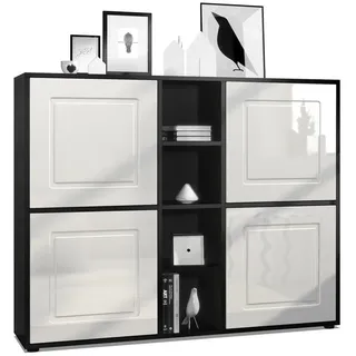 Möbelhandel Klipenstein Highboard NOAH V3, Kommode Schrank Landhaus, Korpus Schwarz matt