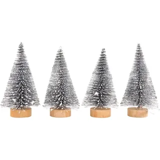 Wambere 4 Stück 4.5cm × 10.5cm Künstlicher Mini Weihnachtsbaum Miniatur Tannenbaum Desktop Dekorationen Winterdekorationen Christmas Ornaments Weihnachtsschmuck Weihnachtsdekorationen,Silber B