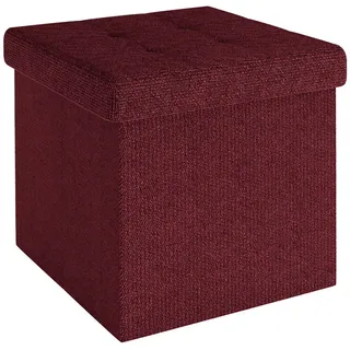 Intirilife Sitzwürfel Faltbar Leinen 30 x 30 x 30 cm Kirschrot