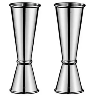 2 Stück Cocktail Jigger Dual Spirit Measure Cup mit Innen-Skala, Cocktail-Messbecher aus Edelstahl (30/60ml)
